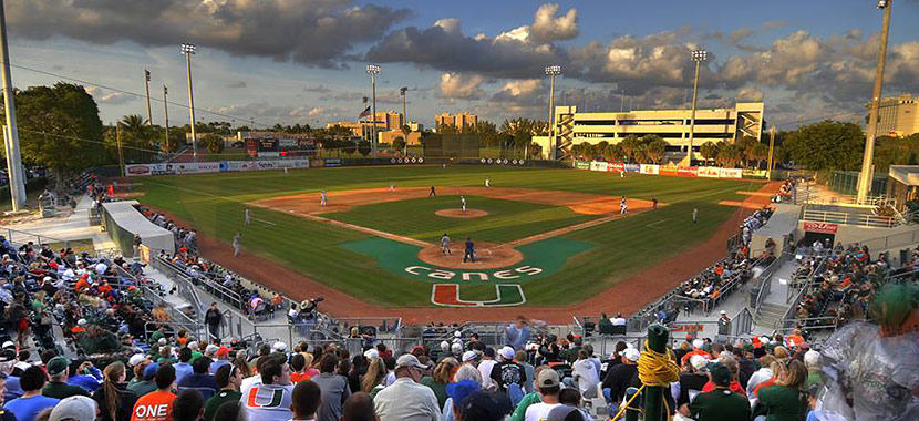 UMiami Baseball, night at Mark Light at The U  Baseball stadium, University  of miami, Baseball