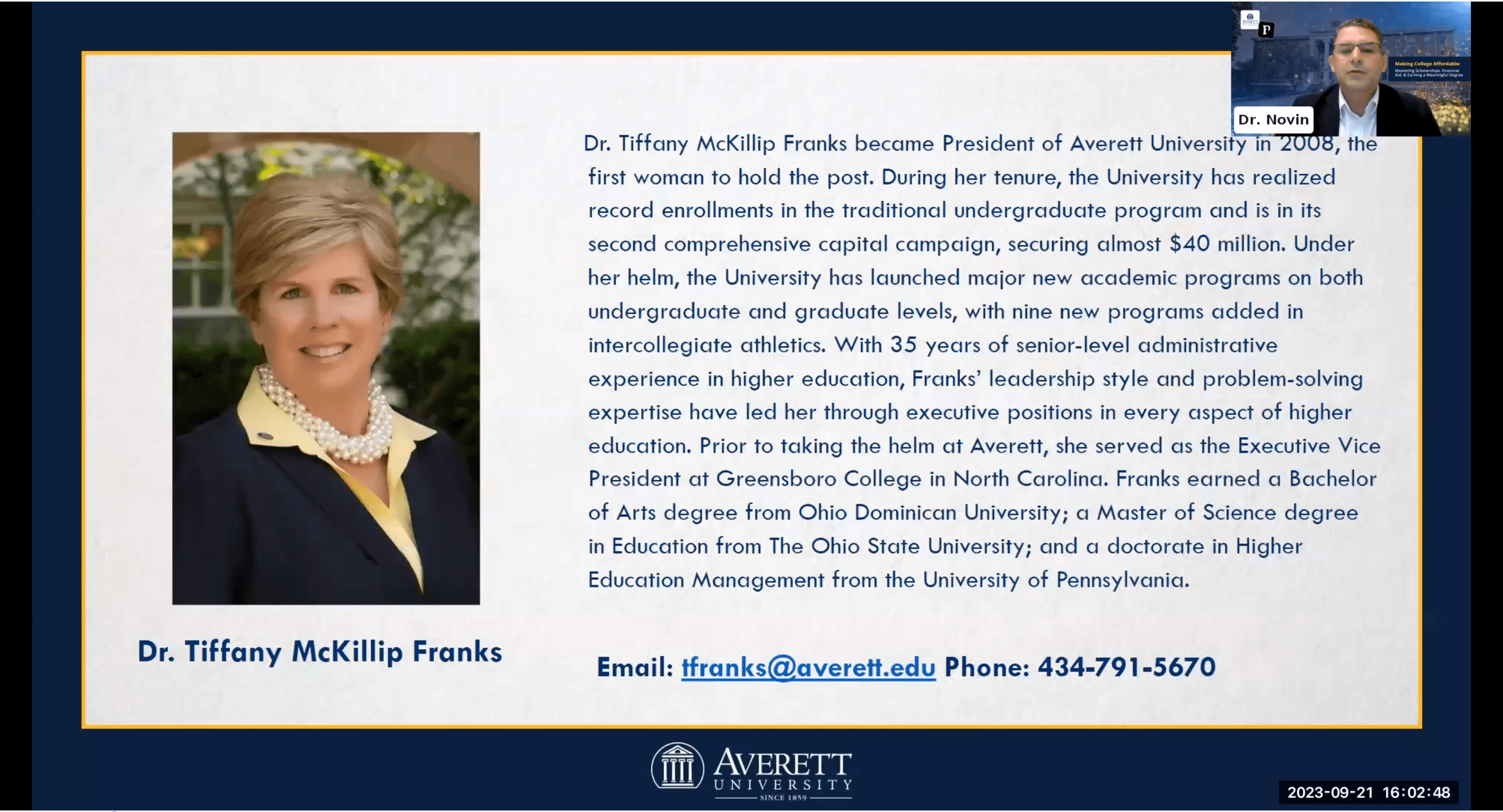 Welcome message to distinguished experts at Plexuss event, inviting Dr. Franks to begin her presenta