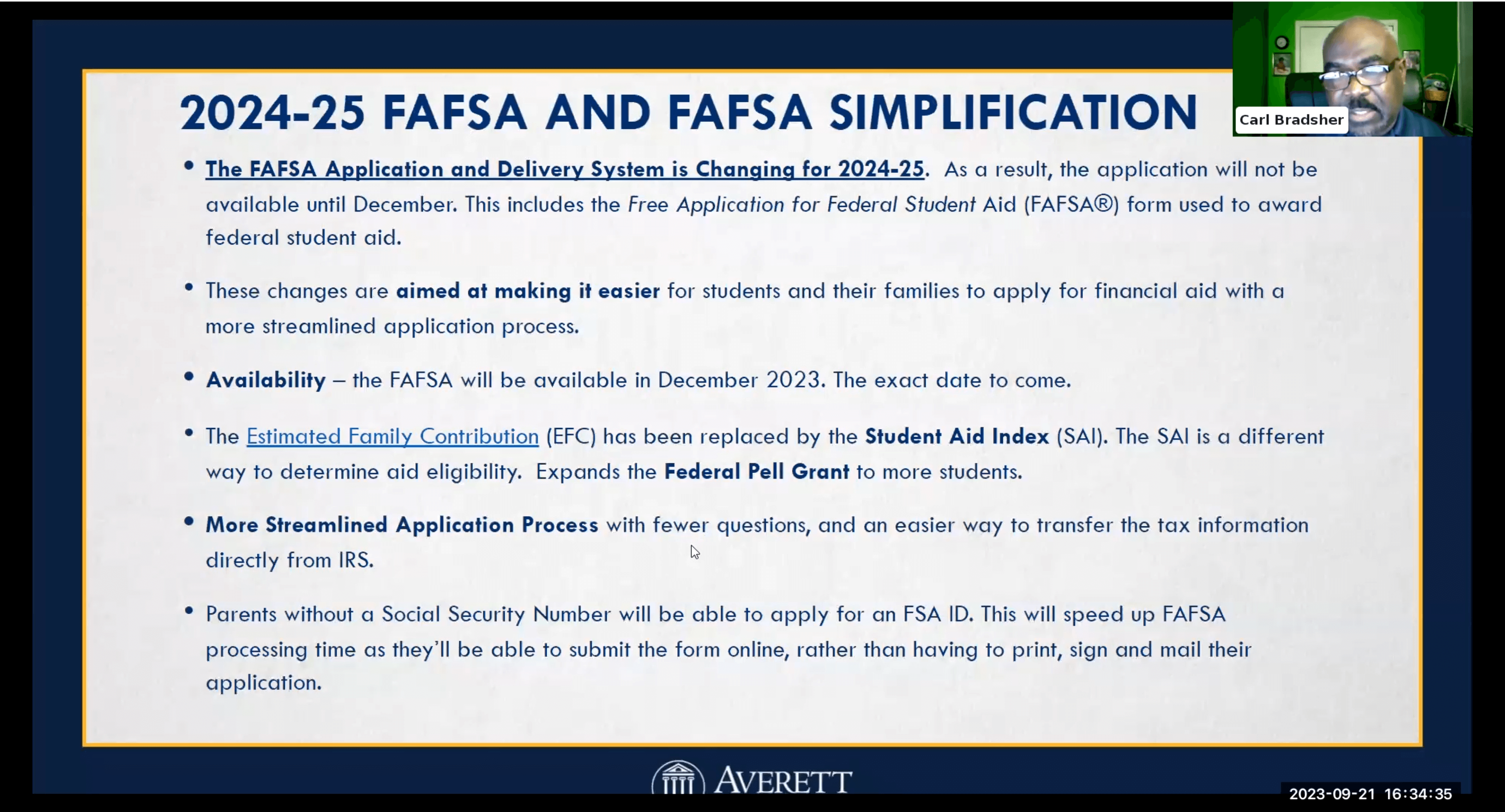 New changes to federal student aid application process, including a delayed FAFSA availability date 