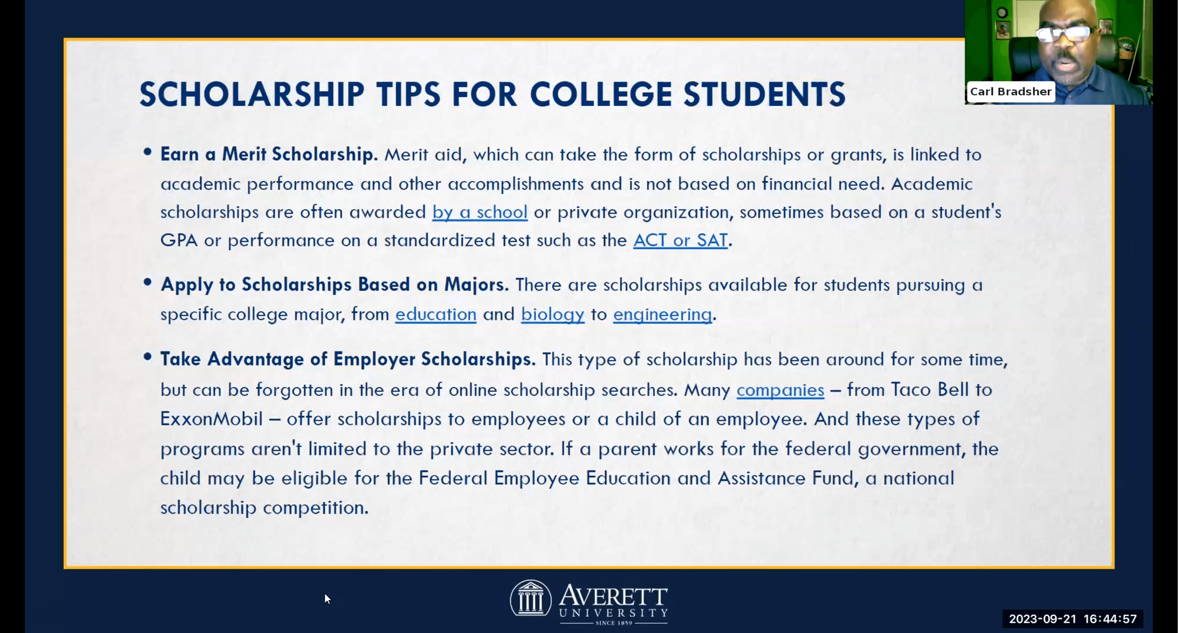 Explore employer scholarships and tuition reimbursement plans. Also consider scholarships from paren