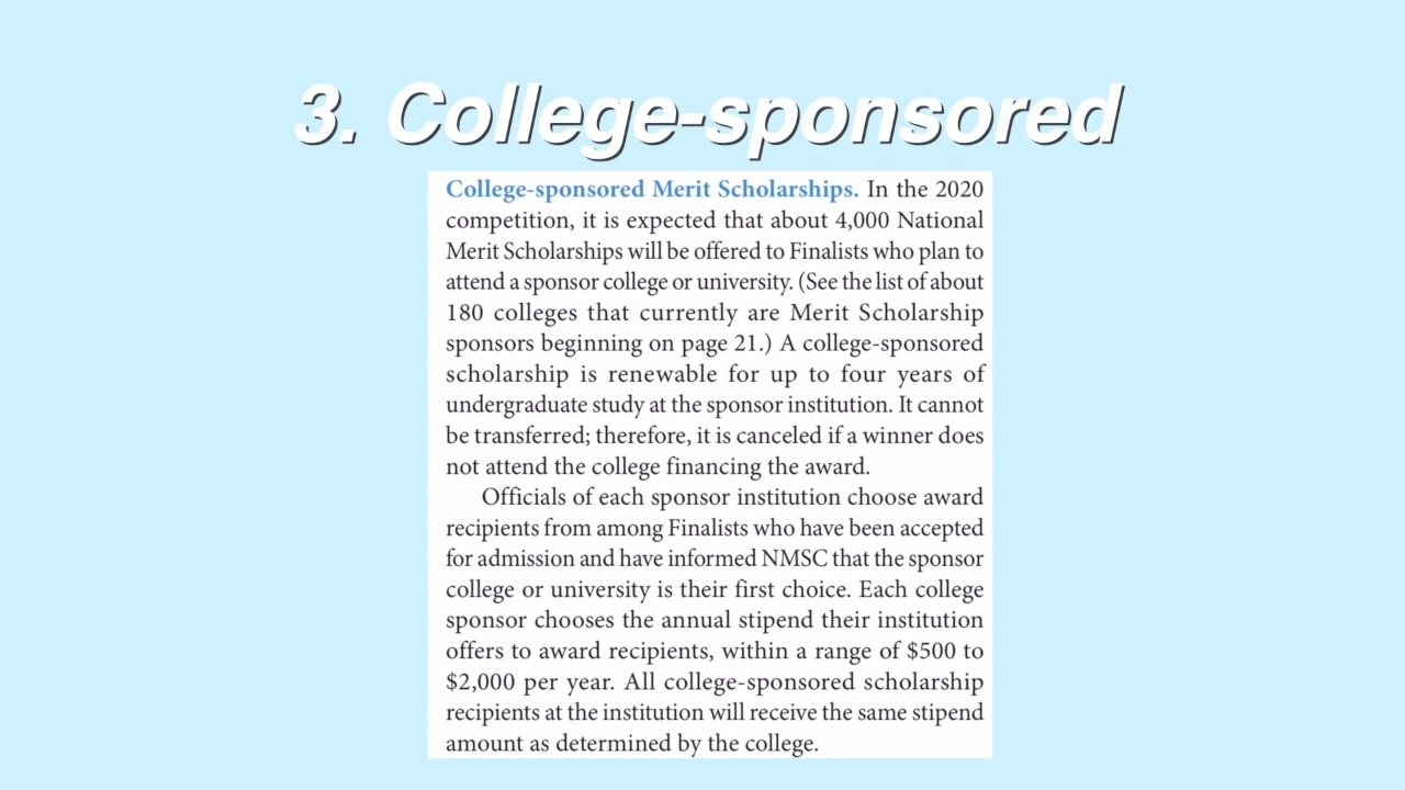 College-Sponsored National Merit Scholarships