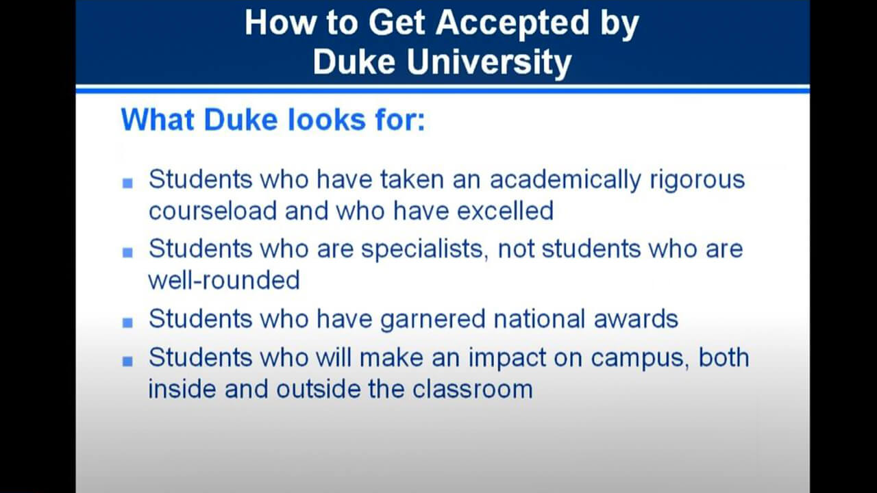 How to Gain Acceptance by Duke University