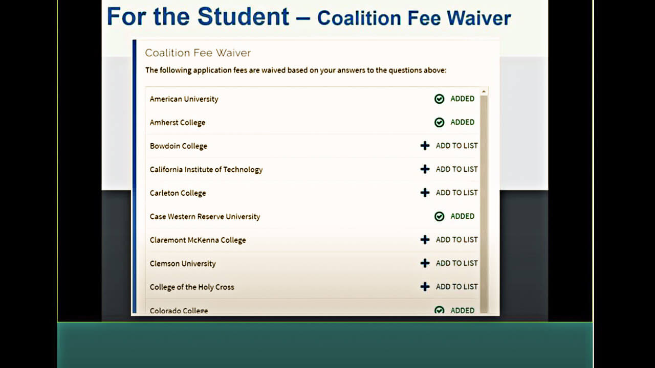 fee waiver application for school