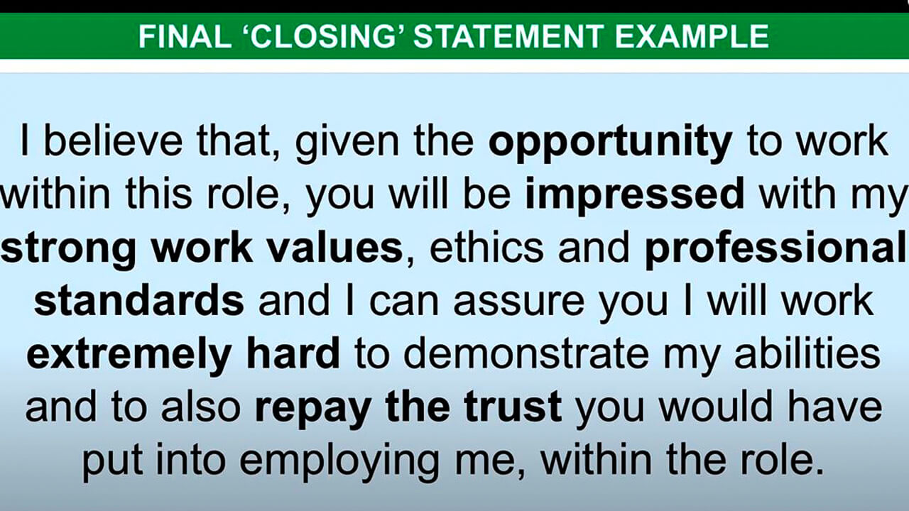 examples of how to end a personal statement for a job