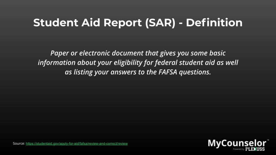 what does a student aid report look like